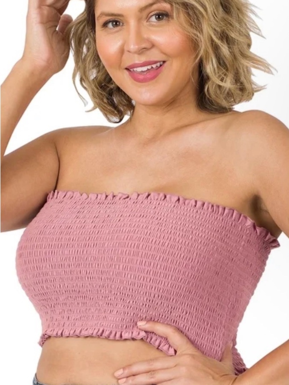 NWOT Zenana Smocked Tube Top - Desert Rose